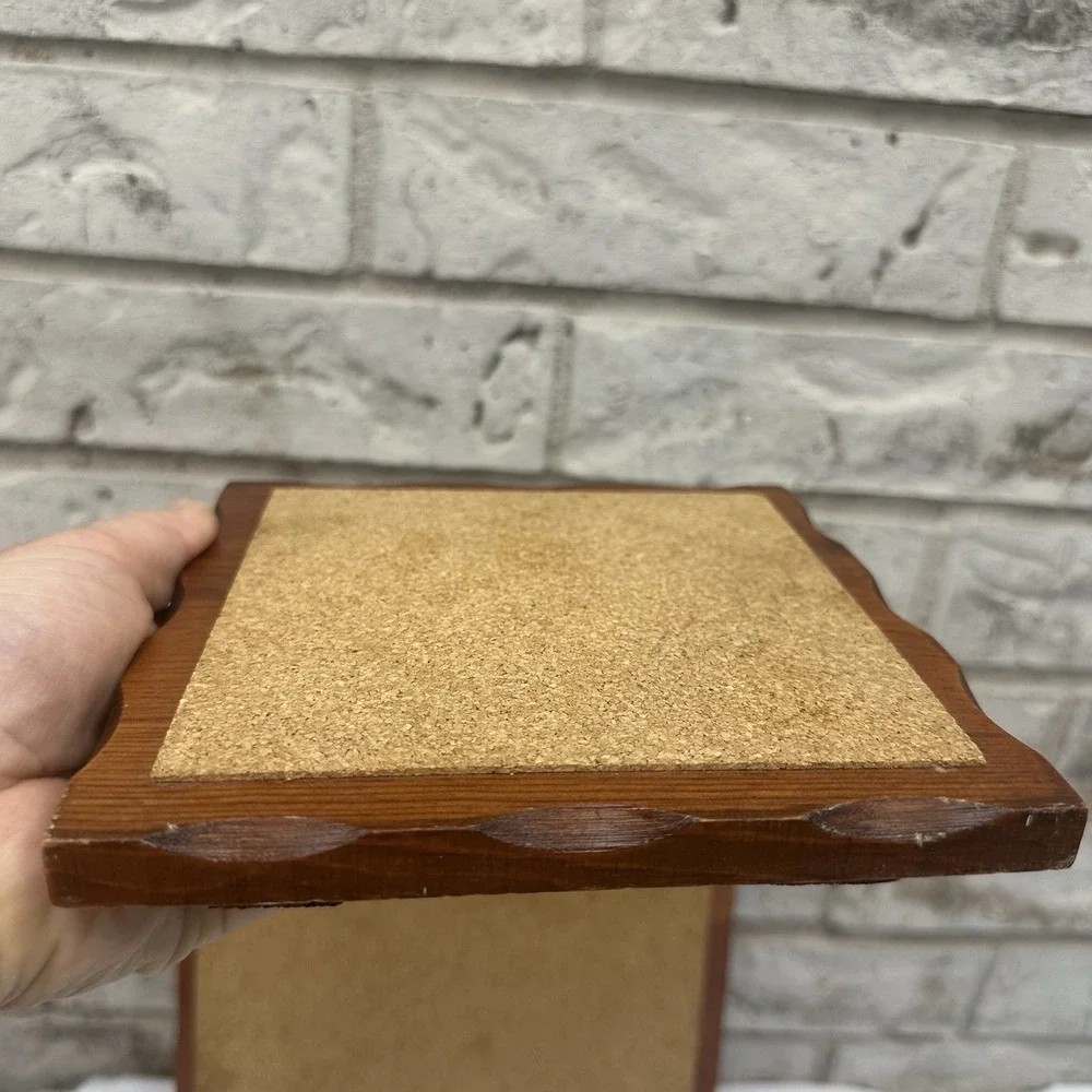 Vintage‎ set Of 2 Wood & Cork Trivets Hot Pads Rectangular & Square Cottagecore